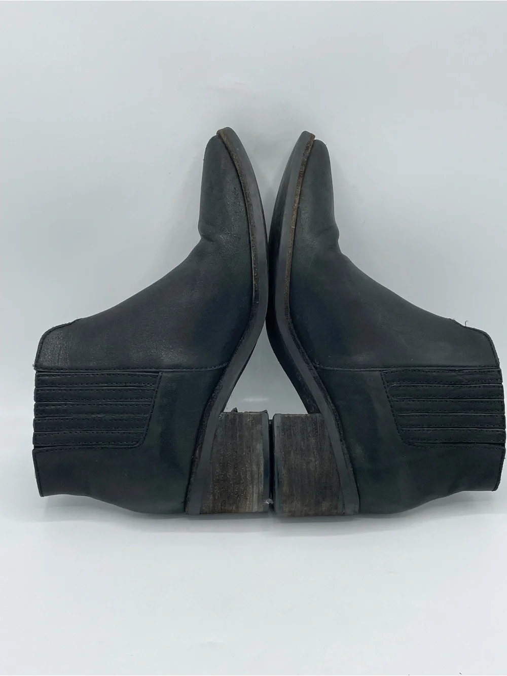 Madewell Jonie Black Leather Western Ankle Boots